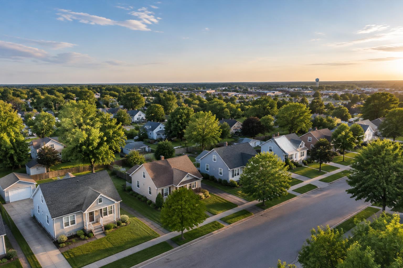Midwestern neighborhood of single-family homes